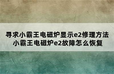 寻求小霸王电磁炉显示e2修理方法 小霸王电磁炉e2故障怎么恢复